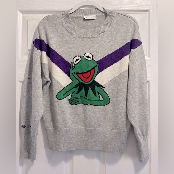 SANDRO X The Muppet Show Kermit The Frog 100% Merino Wool collectable sweater - Picture 4 of 16